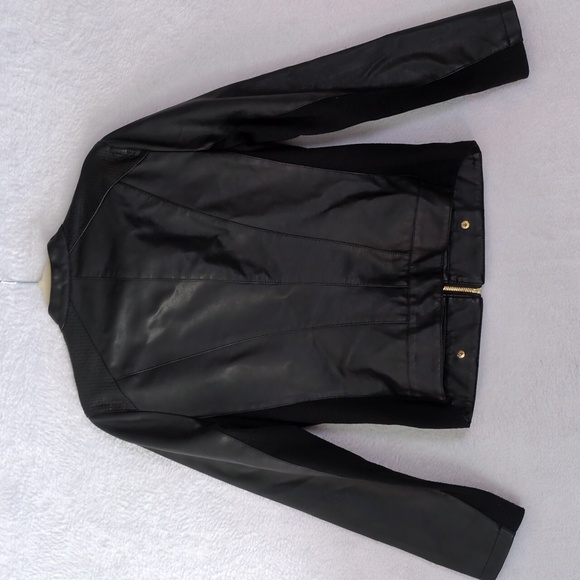 Marc New York Women's‎ Black Faux Leather Moto Jacket Size S - Picture 6 of 7